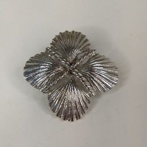 Gay Boyer Silver Tone Metal Pendant Seashell Rope Abstract Statement